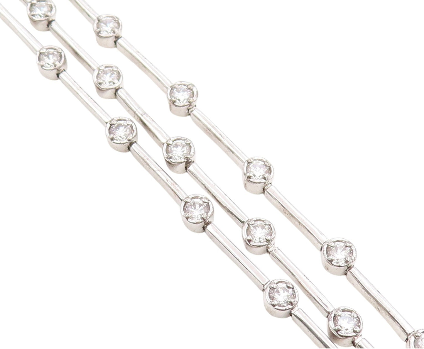 925 Sterling Silver Vintage Bracelet Bezel Set Topaz Multi Strand Link  BT12082