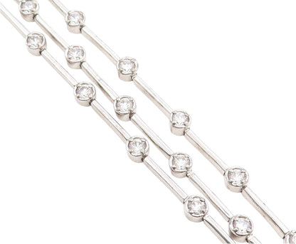 925 Sterling Silver Vintage Bracelet Bezel Set Topaz Multi Strand Link  BT12082