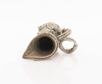 925 Sterling Silver Vintage Pendant Antique 3D Swirly Carved Water Jug  PT22666