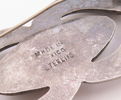 MEXICO 925 Sterling Silver  Vintage Antique Hollow Smooth Brooch Pin  BP7556