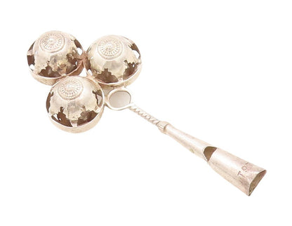 925 Sterling Silver Vintage Toy Solid Carved Rattling Baby Rattle  TR3813