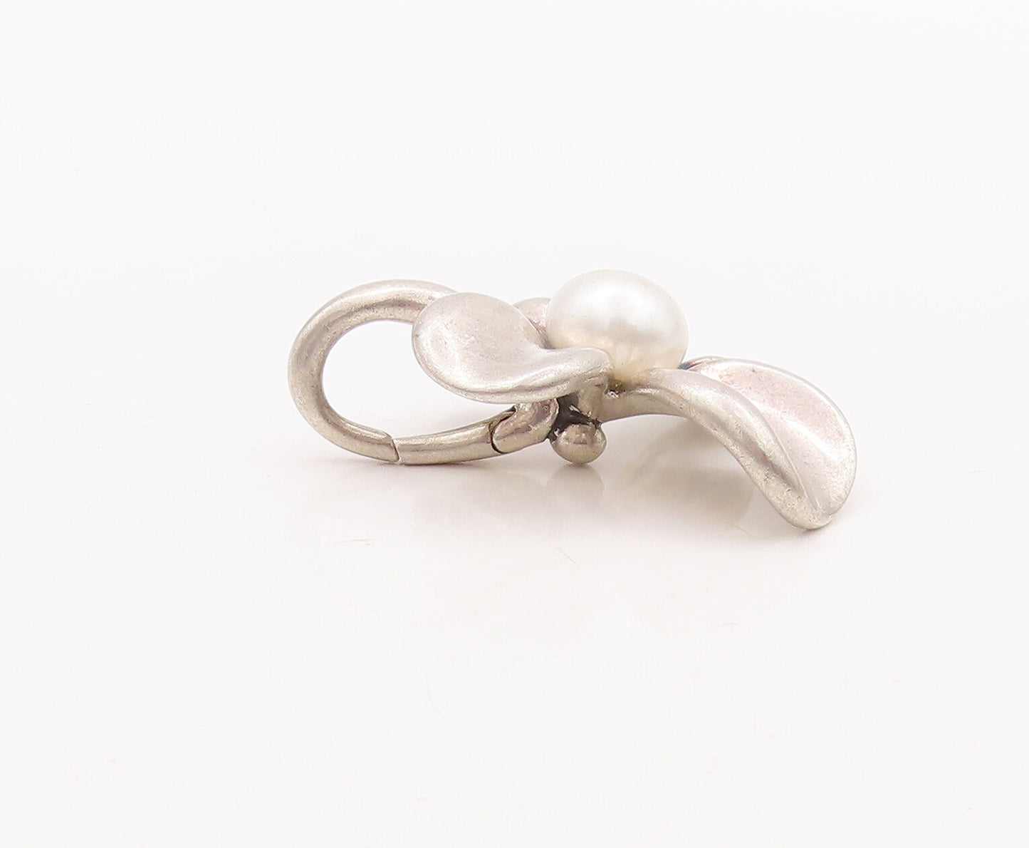 925 Sterling Silver Vintage Pendant ANN KING Carved Pearl Beaded Flower  PT23152