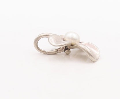 925 Sterling Silver Vintage Pendant ANN KING Carved Pearl Beaded Flower  PT23152