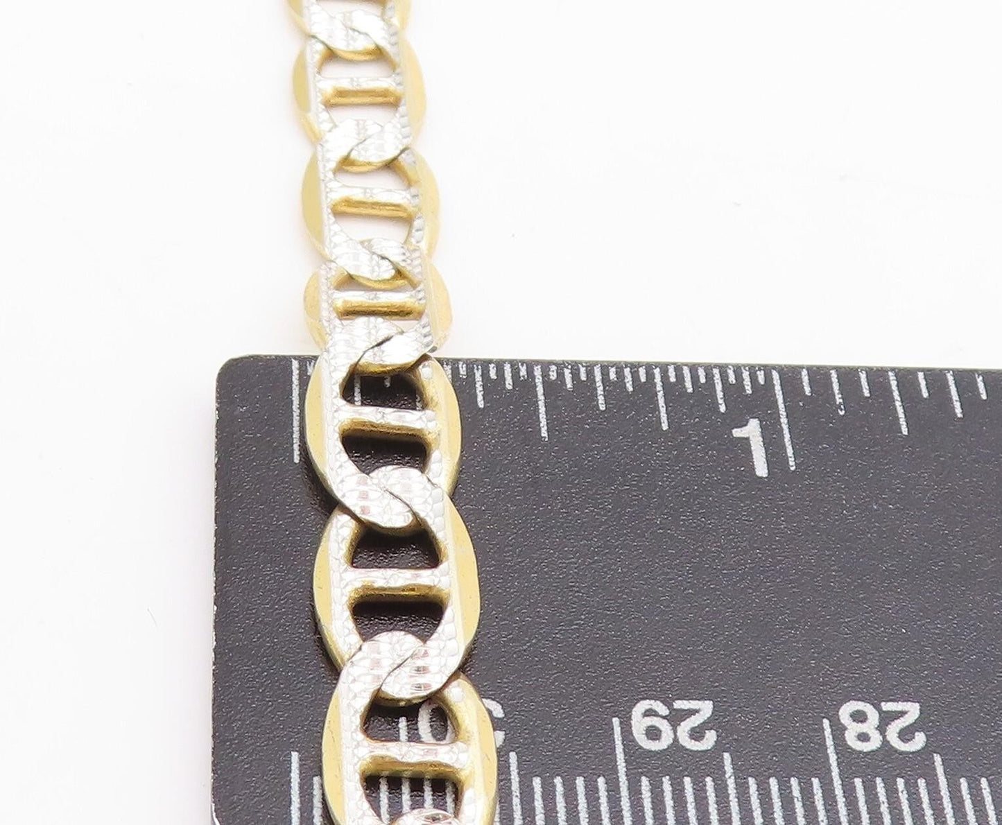 925 Sterling Silver  Diamond Cut Two Tone Anchor Link Chain Necklace  NE1661