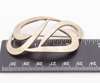 925 Sterling Silver  Vintage Shiny Smooth Open Design Brooch Pin  BP7307
