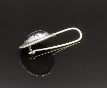 925 Sterling Silver  Vintage Black Onyx Etched Star Drop Earrings  EG11924