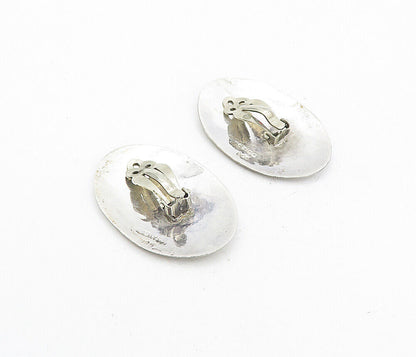 MEXICO 925 Sterling Silver  Vintage Floral Pattern Non Pierce Earrings  EG4241