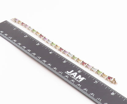 925 Sterling Silver Vintage Bracelet Classic Oval Cut Gemstone Link  BT12184