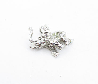 925 Sterling Silver  Vintage Petite Shiny Etched Elephant Pendant  PT3629