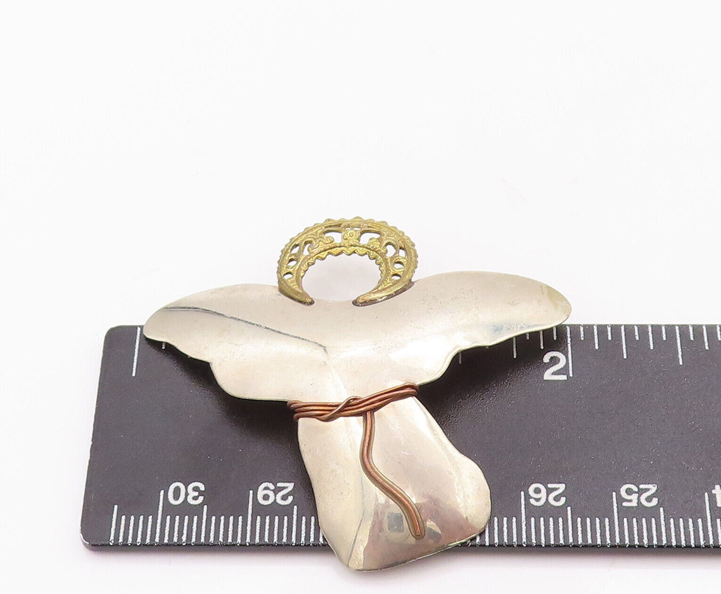 925 Sterling Silver Vintage Brooch Pin Carved Moon Face Amorphas Man  BP10942