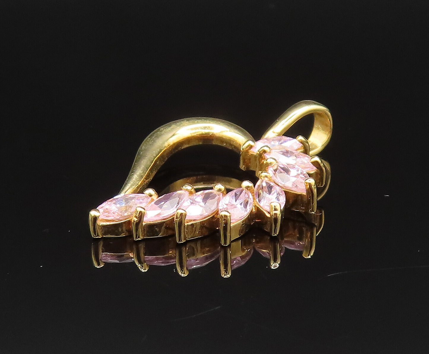 925 Silver  Vintage Gold Plated Spiked Cubic Zirconia Heart Pendant  PT20993