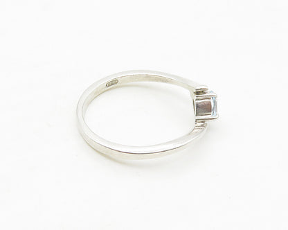 925 Sterling Silver  Petite Prong Set Blue Topaz Bypass Ring Sz 7.5  RG17336