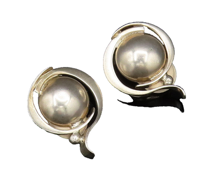 SAMI ZILKA 925 Silver  Vintage Wrapped Bead Dome Non Pierced Earrings  EG12090