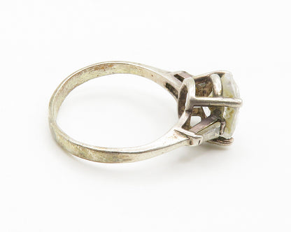 925 Sterling Silver Vintage Cubic Zirconia Solitaire & Accents Ring Sz 5 RG14735