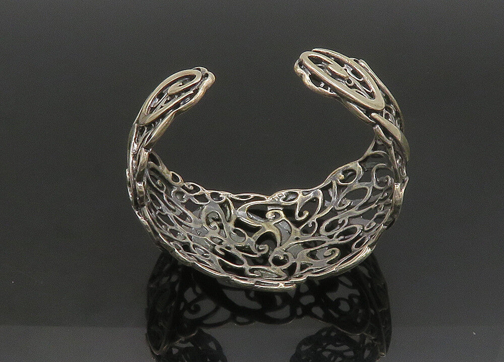 CAROLYN POLLACK 925  Silver  Vintage Shiny Swirl Vine Cuff Bracelet  BT9158