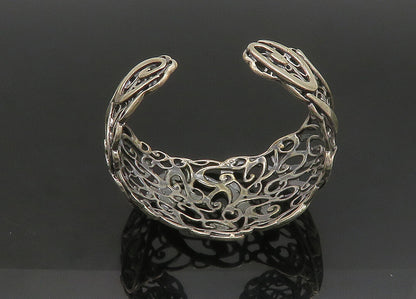 CAROLYN POLLACK 925  Silver  Vintage Shiny Swirl Vine Cuff Bracelet  BT9158