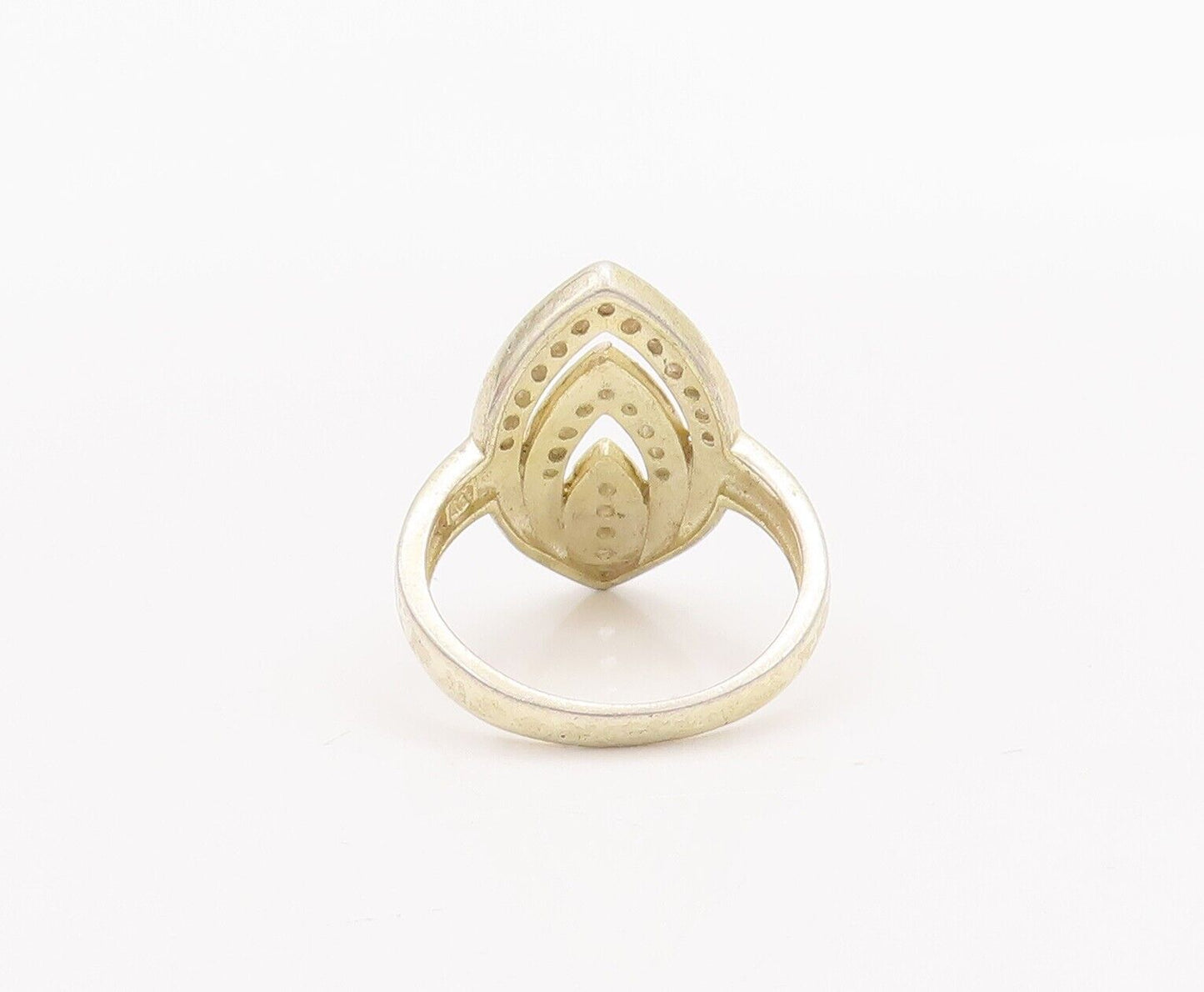 925 Sterling Silver Vintage Ring Cutout Leaf Tip Shape CZ Bands  Sz 7.5  RG28413