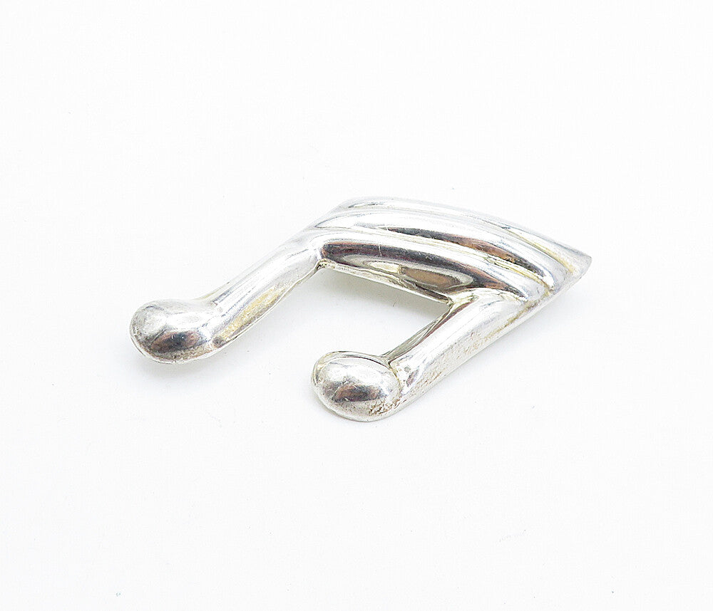 MEXICO 925 Sterling Silver  Vintage Shiny Hollow Music Note Brooch Pin  BP2640