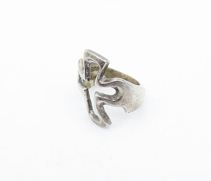MEXICO 925 Sterling Silver  Vintage Religious Cross Band Ring Sz 4.5  RG3863