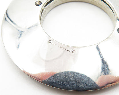925 Sterling Silver  Vintage Cubic Zirconia Open Circle Brooch Pin  BP4150