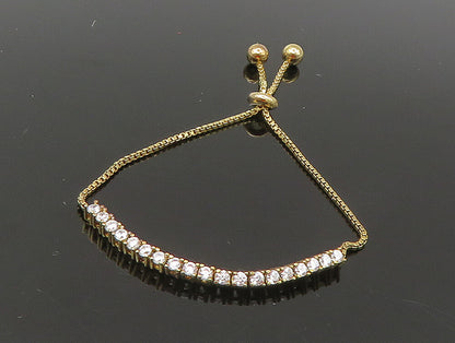 Gold Over 925 Silver  Cubic Zirconia Adjustable Child Box Chain Bracelet BT1062