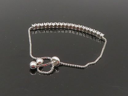 925 Silver  White Cubic Zirconia Adjustable Child Box Chain Bracelet  BT1060