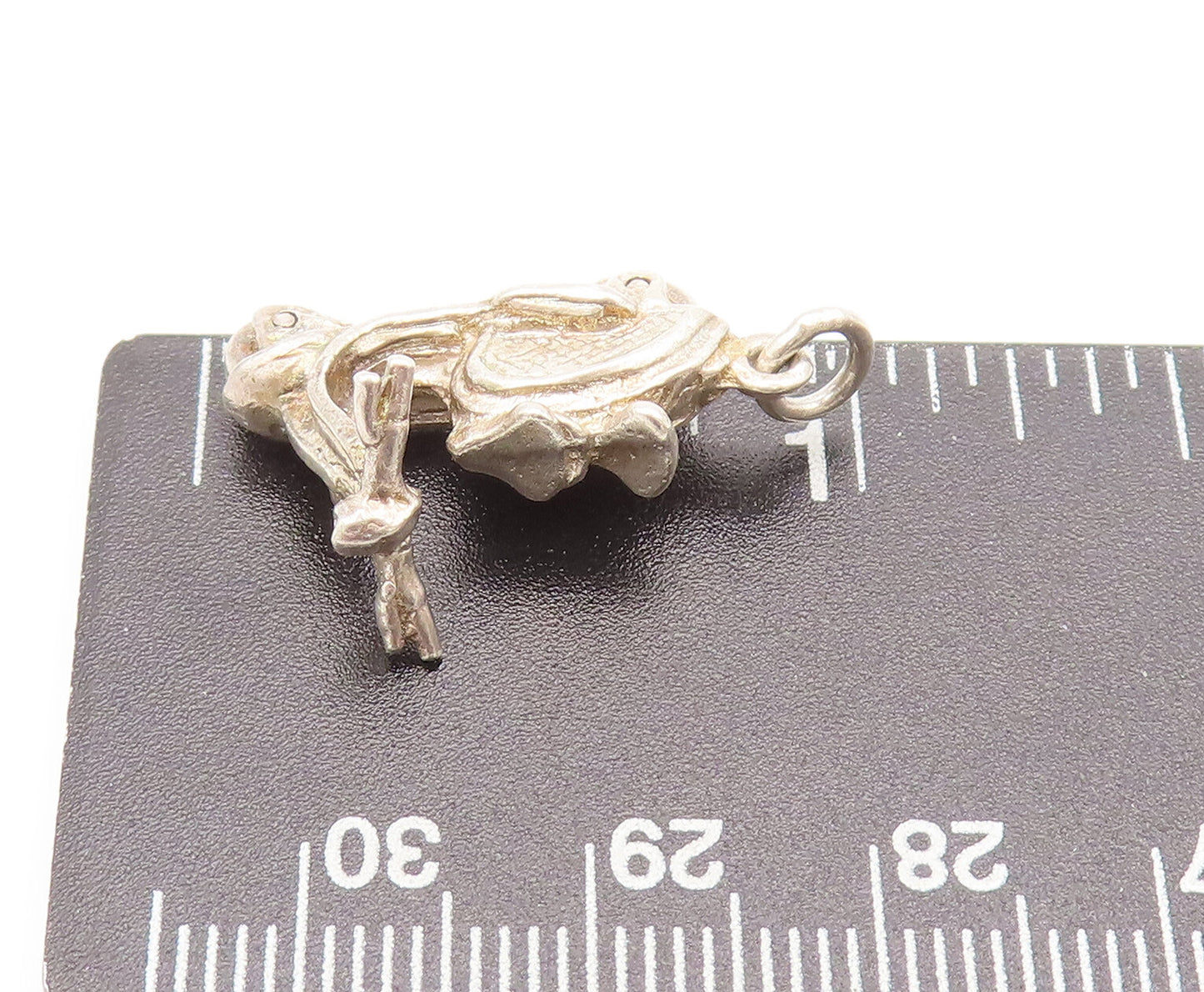 925 Sterling Silver  Vintage 3D Carved Movable Vespa Charm Pendant  PT22331