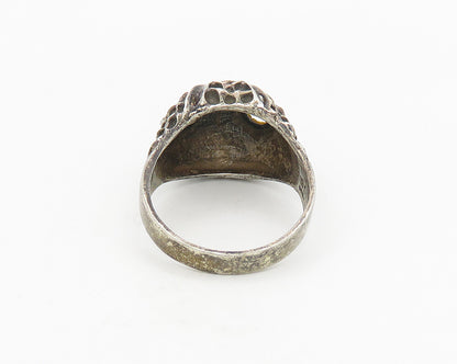 MEXICO 925 Sterling Silver Vintage Antique Owl Head Band Ring Sz 13.5  RG18559