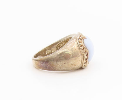 925 Sterling Silver Vintage Ring Blue Lucky Clover Dome Design  Sz 7  RG34462