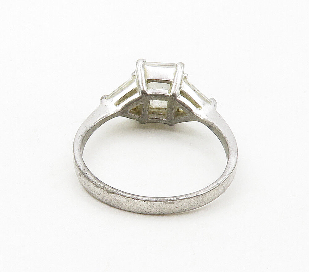 925 Sterling Silver  Prong Set Shiny Cubic Zirconia Band Ring Sz 8.5  RG15821