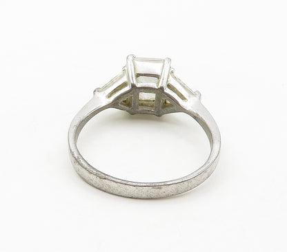 925 Sterling Silver  Prong Set Shiny Cubic Zirconia Band Ring Sz 8.5  RG15821