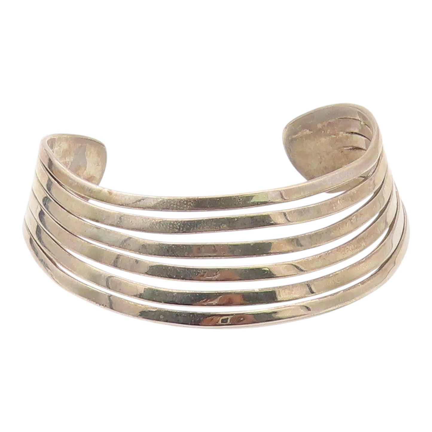 925 Sterling Silver Vintage Bracelet Cutout Split Band Solid Cuff  BT10277