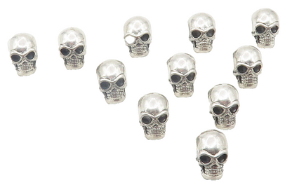 925 Sterling Silver  Vintage Lot Of 11 Shiny Skull Head Slide Pendants  PT9511