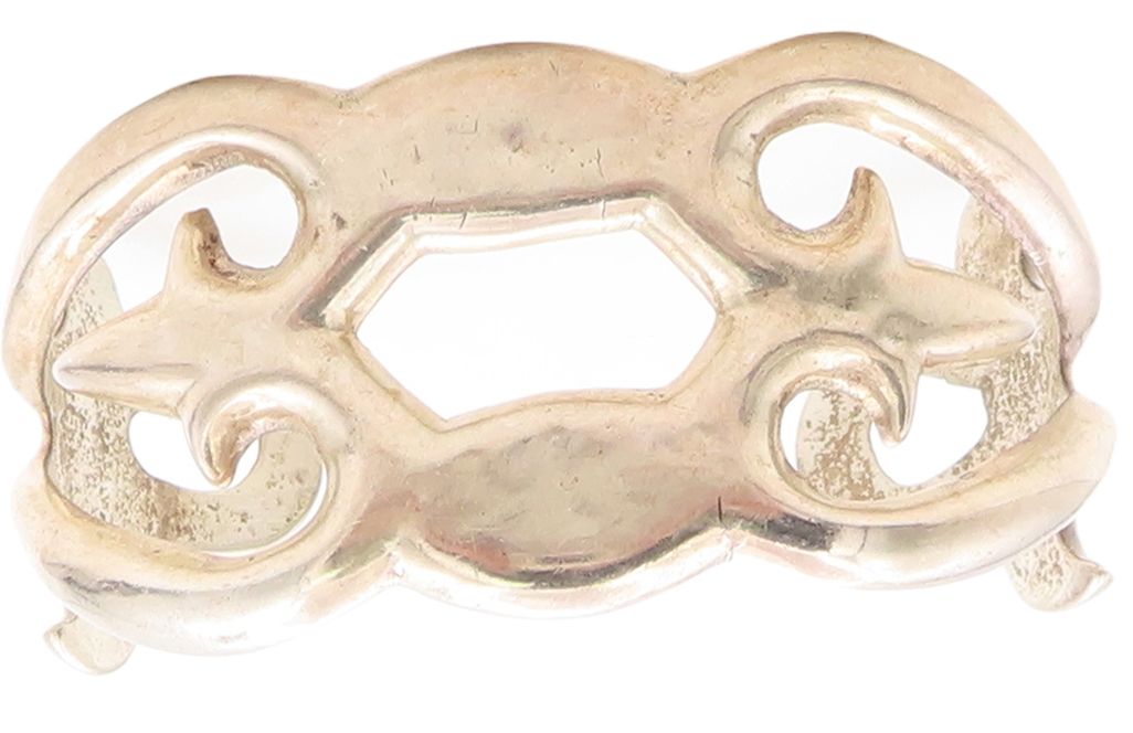 925 Sterling Silver Vintage Bracelet NAVAJO ZUNI Trible Design Cut Cuff  BT10936