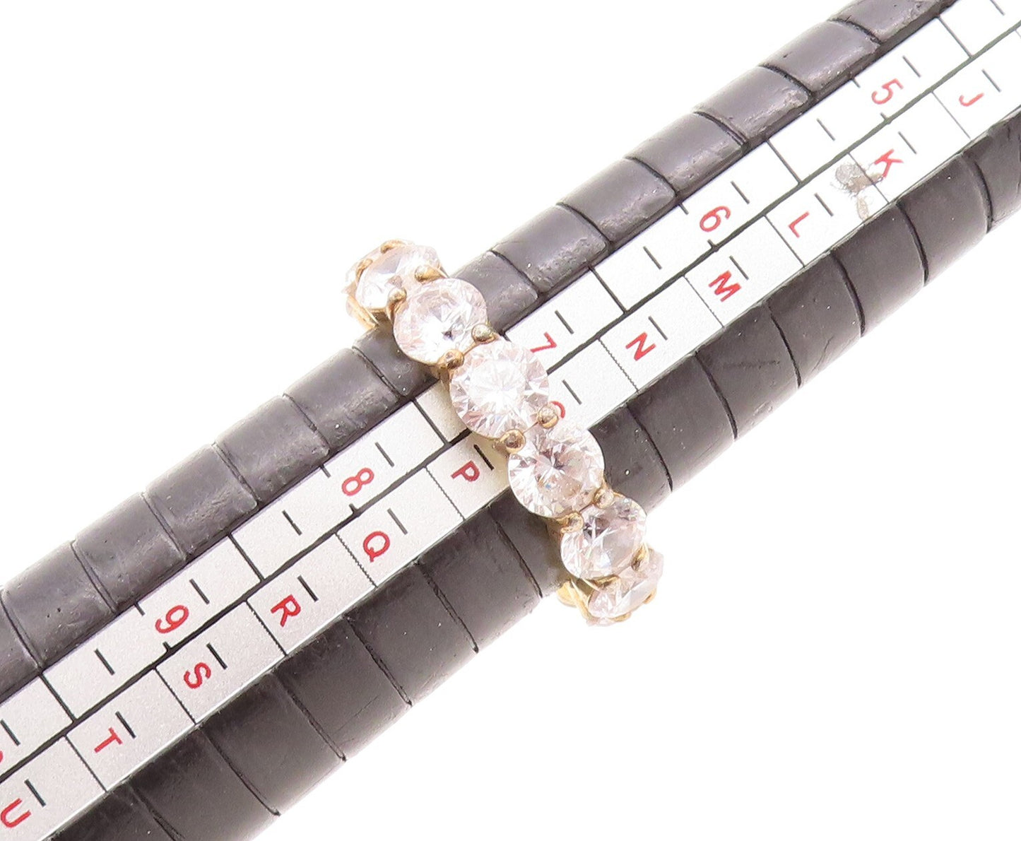 925 Sterling Silver Vintage Ring Gold Plated Round Cut CZ Inlay  Sz 7  RG31458