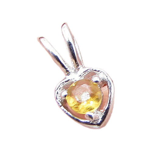 925 Sterling Silver  Citrine Love Heart Slider Pendant  PT1168