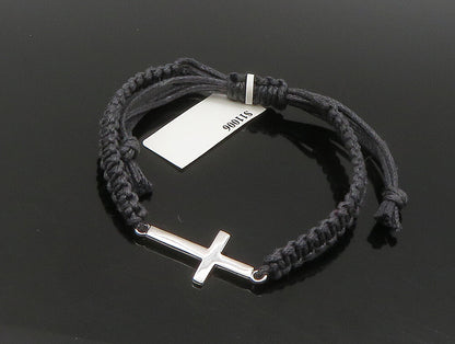 925 Sterling Silver  Religious Cross Adjustable Friendship Bracelet  BT1027