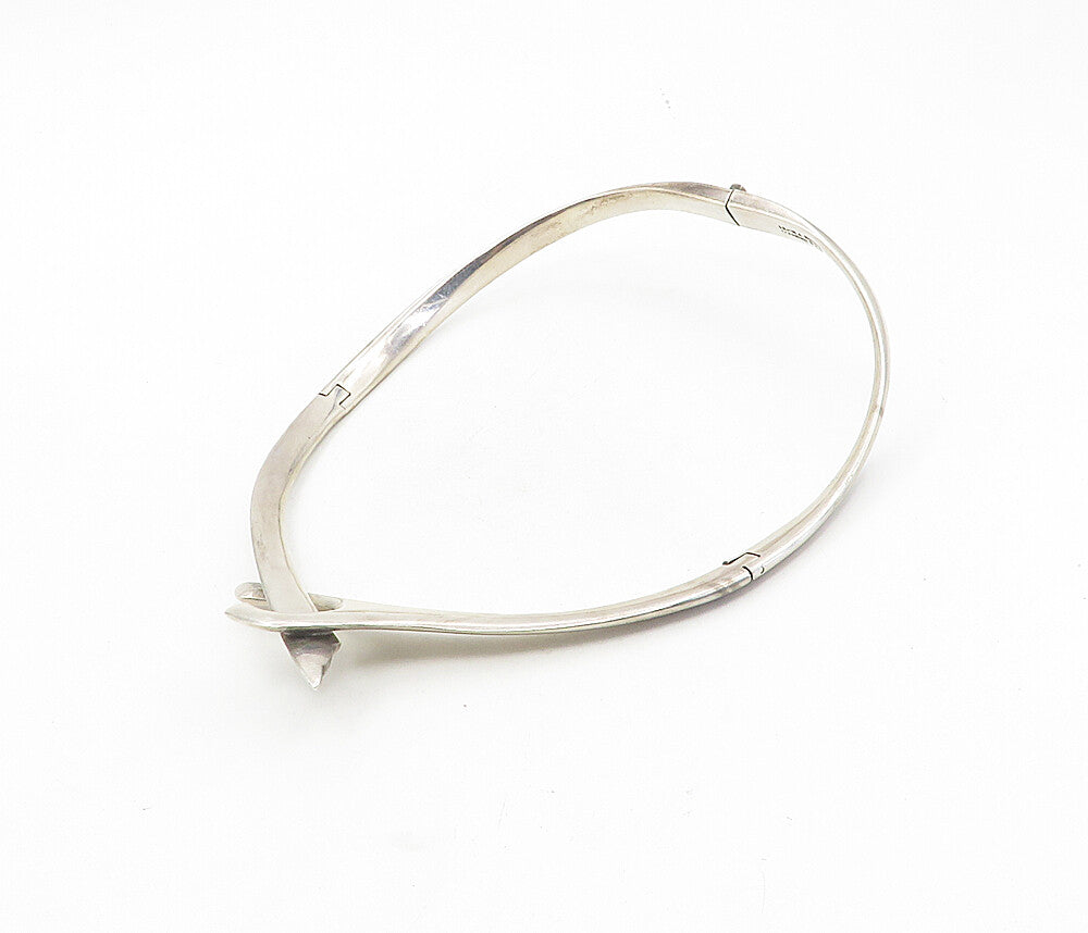 MEXICO 925 Sterling Silver  Vintage Shiny Bypass Style Collar Necklace  NE1610