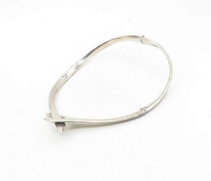 MEXICO 925 Sterling Silver  Vintage Shiny Bypass Style Collar Necklace  NE1610
