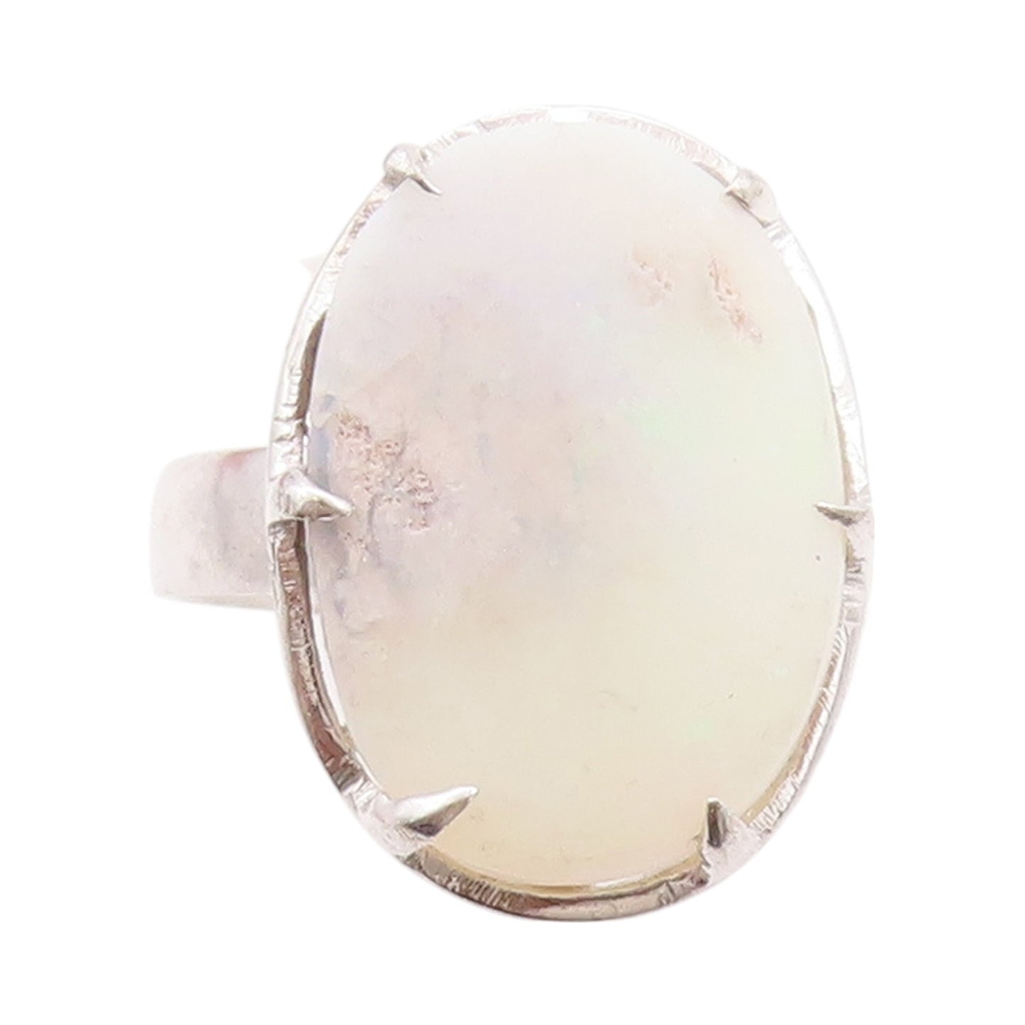 925 Sterling Silver Vintage Ring Modernist Oval Moonstone  Sz 8  RG32484