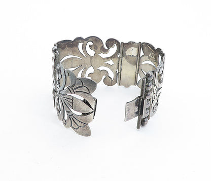 EOR MEXICO 925 Silver  Vintage Dark Tone Open Swirl Chain Bracelet  BT3030