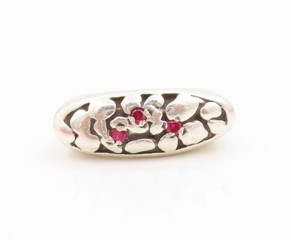 925 Sterling Silver Vintage Ring CZ Inset Textured Signet Band  Sz 5.5  RG33973