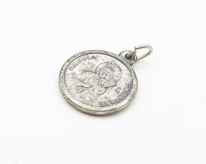 925 Silver  Vintage Joannes Paulus Regina Poloniae Medallion Pendant  PT14331