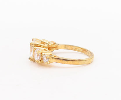 925 Sterling Silver Vintage Ring Gold Plated Multi Size Round CZ  Sz 7  RG29224