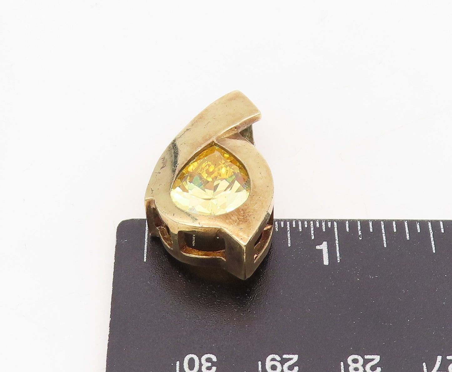 925 Sterling Silver Vintage Pendant Gold Plated Teardrop Citrine Charm  PT25552