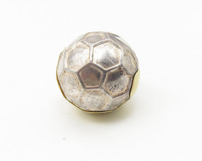 925 Sterling Silver  Vintage Enamel Soccer Ball Sports Motif Pendant  PT8969