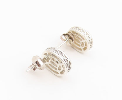925 Sterling Silver Vintage Earrings OLIVIA Real Diamonds Elegant Stud  EG14148