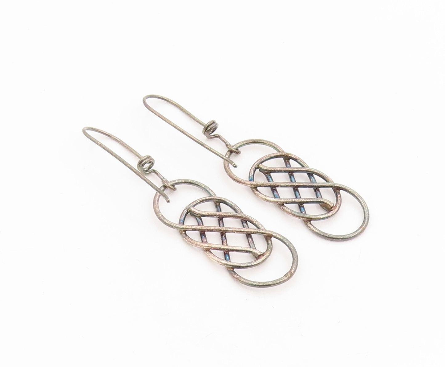 925 Sterling Silver Vintage Earrings Classic Interwoven Celtic Knot Drop EG14270