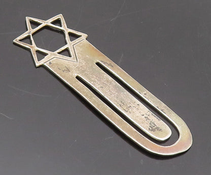 925 Sterling Silver  Vintage Stencil Cut Star Of David Solid Bookmark  TR3658