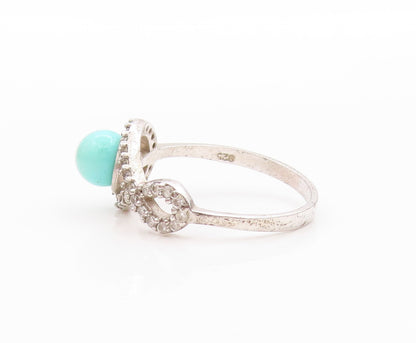925 Sterling Silver Vintage Ring Turquoise Musical Note Cut Out  Sz 8.5  RG33500